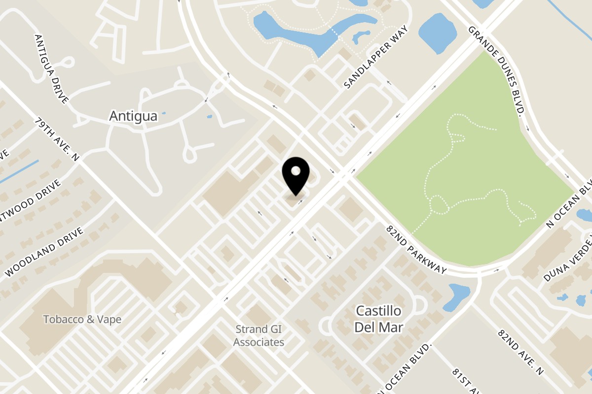 Map showing the location of Opa Opa Taverna on 7955 N Kings Hwy #340 in Myrtle Beach